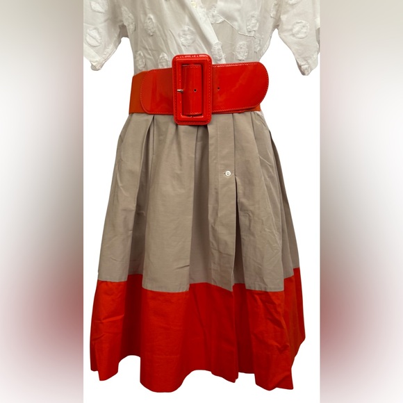 Sara Roka Elegant White and Orange Dress - Picture 3 of 9